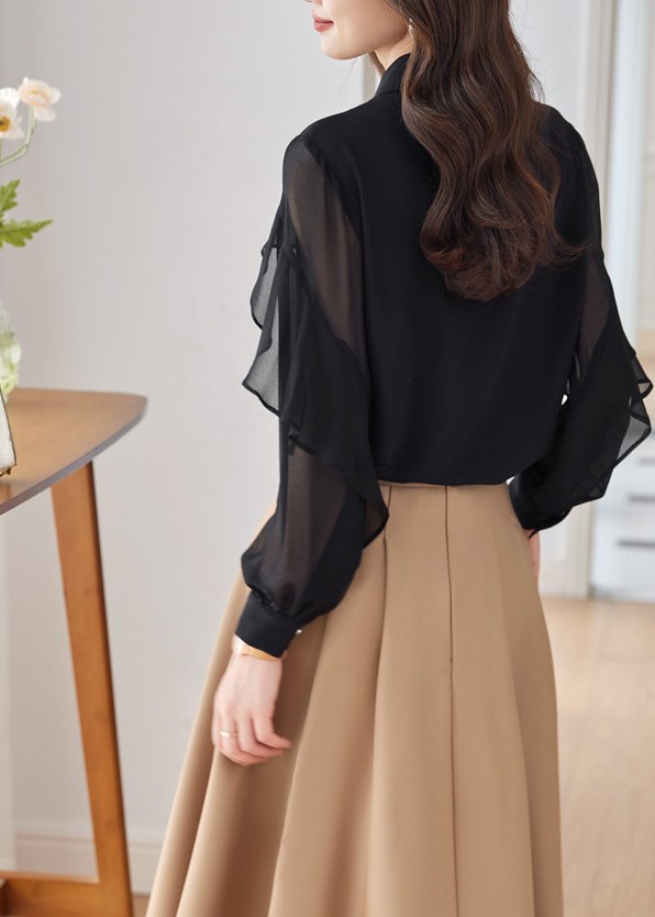 Ruffle Cape Sheer Blouse　R167