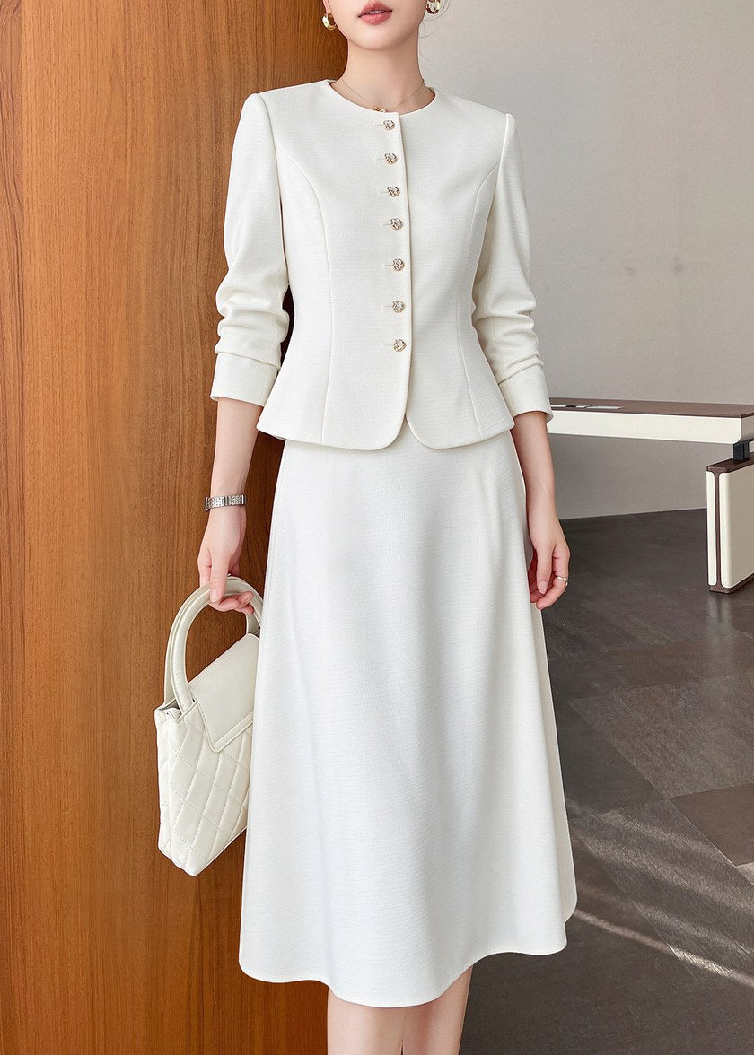 Round Neck Jacket Skirt Set　R251