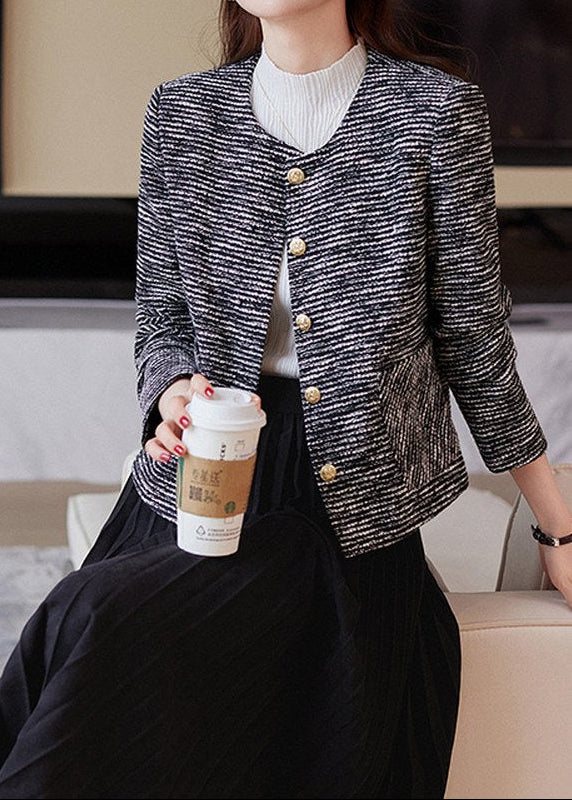 Textured Tweed Collarless Jacket　R171