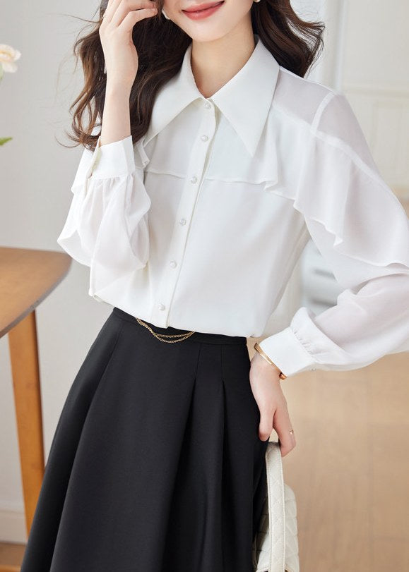 Ruffle Cape Sheer Blouse　R167