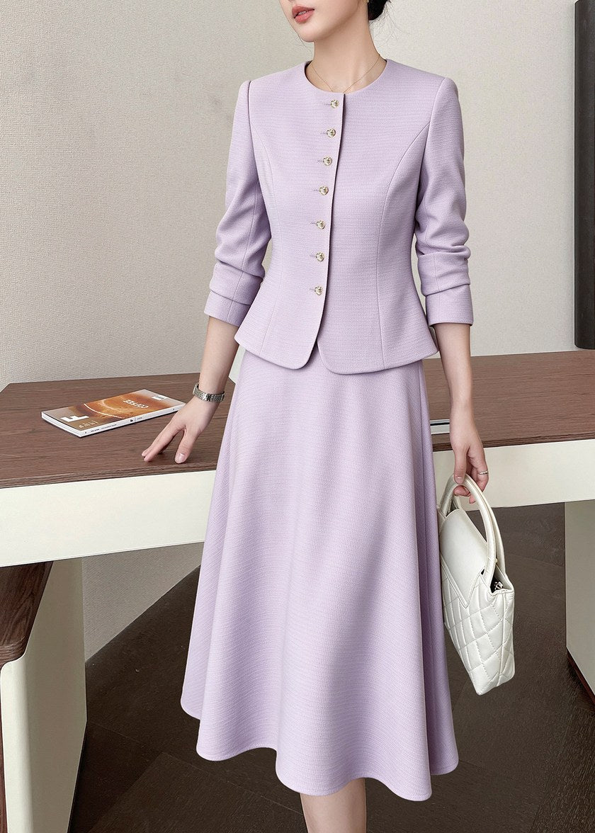 Round Neck Jacket Skirt Set　R251