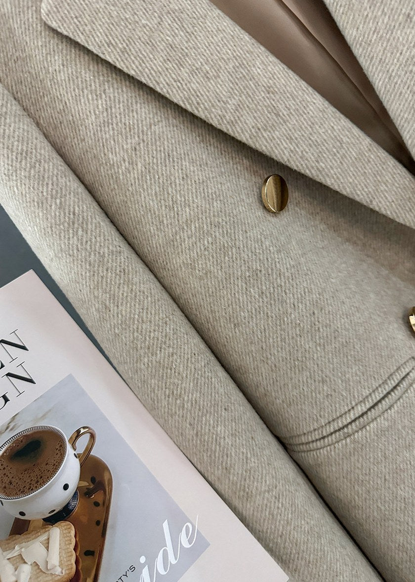 Soft Textured Double-Breasted Blazer　R185
