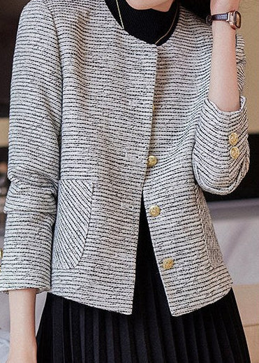 Textured Tweed Collarless Jacket　R171