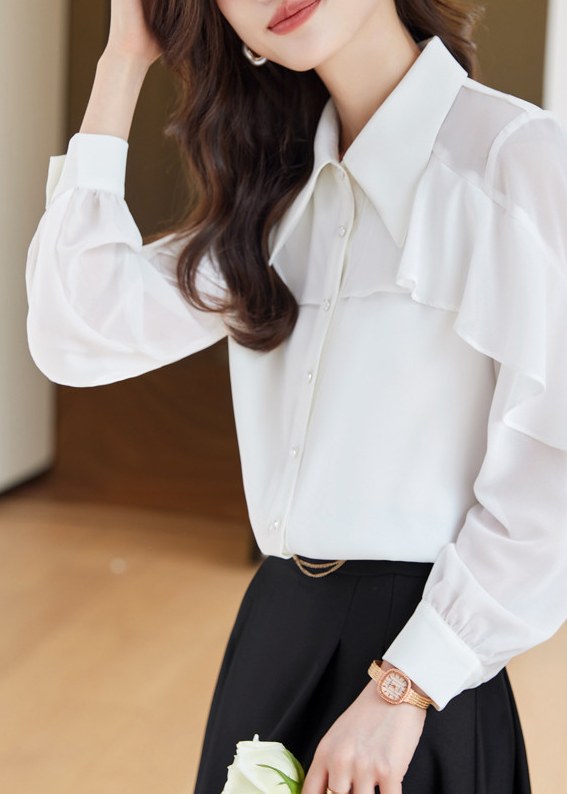 Ruffle Cape Sheer Blouse　R167
