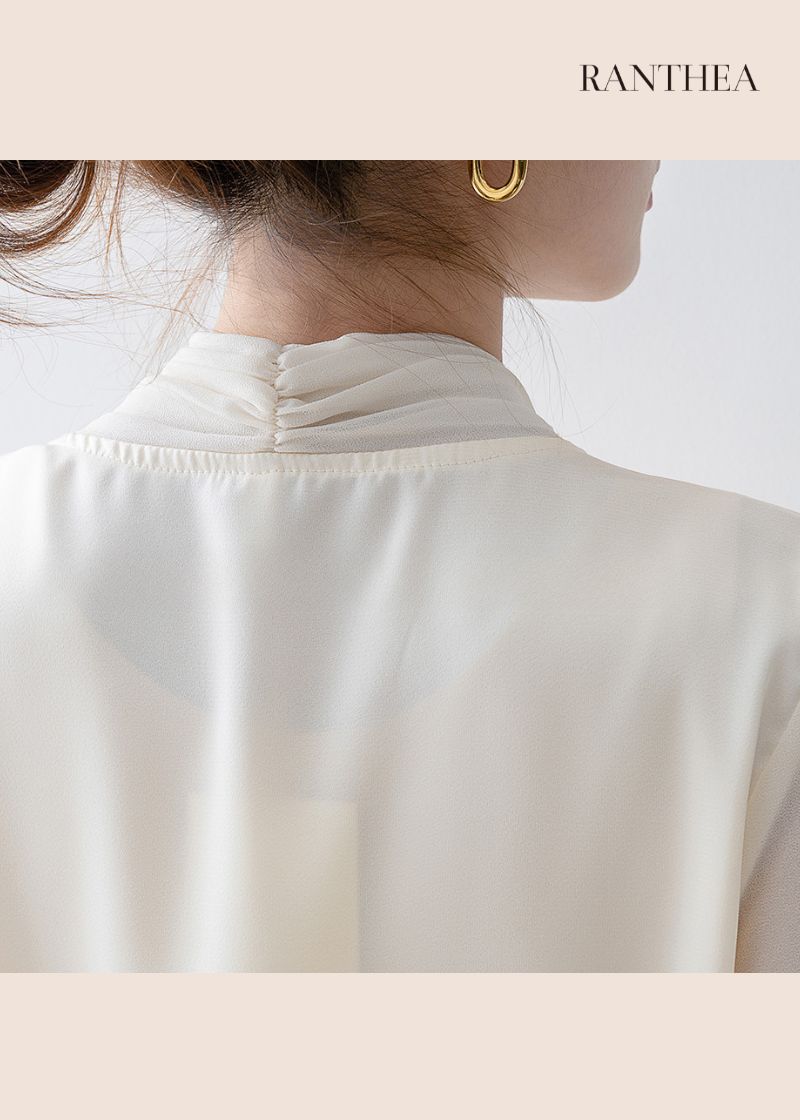 Pearl Accent Drape Blouse　R41